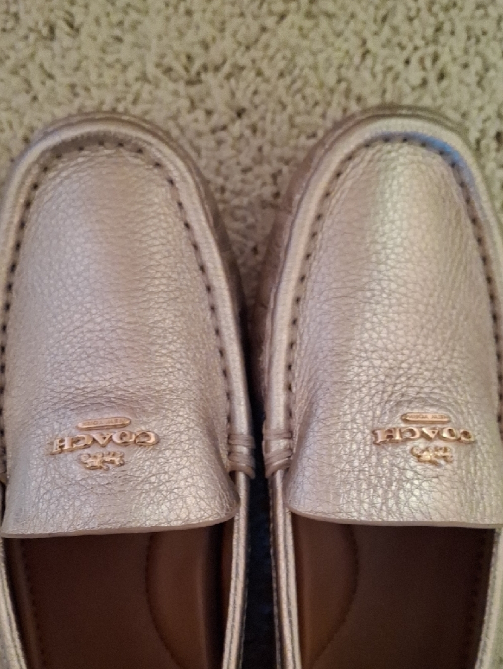 Coach Metallic Champagne Leather Penny Loafers - Picture 5 of 5